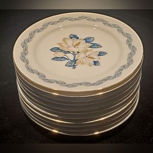 Narumi 'Magnolia' Blue Leaves259 Design Occupied Japan-Set of 11 7.5 inch plates